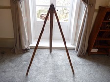 ANTIQUE OAK AND BRASS TRIPOD