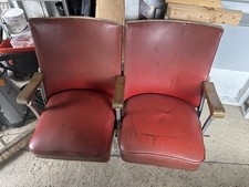Vintage Retro Art Deco Cinema Theatre Seats Pair with Aisle Ends