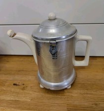 Vintage Antique Art Deco / 1950s Ever Hot  Coffee / Tea  pot . Ceramic Chrome 