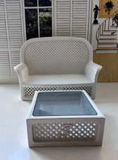 Vintage Pedigree Sindy Dollhouse Lounge White Luxury Settee with Coffee Table