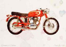 A3 Photo Ducati Mach1 1964 Watercolour Print Ltd Edition