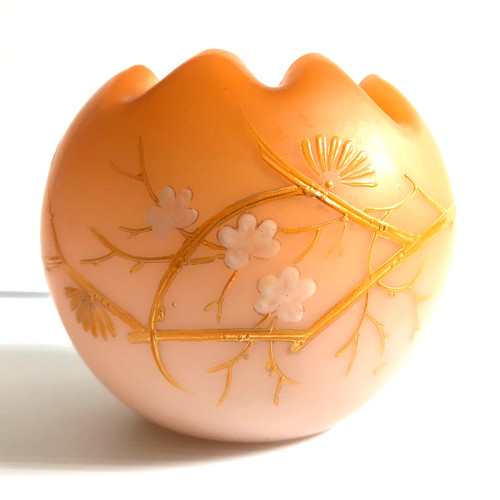 Peachblow glass rose bowl vase - peachblow,