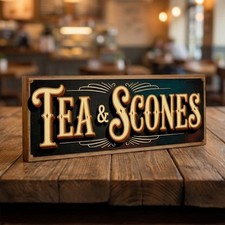 Tea Scones Sign  Vintage Style