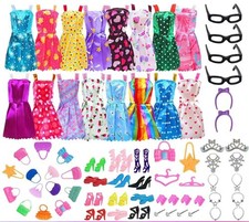 32x Barbie Doll Clothes Bundle Dresses Shoes Set and Accessories Girl Toy