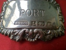 Vintage SOLID HALLMARKED SILVER PORT A.BROS Decanter Label Nice Gift UK