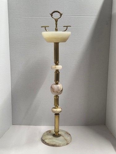 Vintage ashtray brass - and, onyx