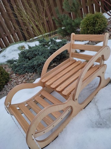 Wooden snow sledge - wooden,