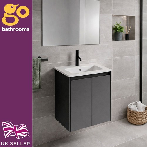 500mm matt grey wall hung - wall,