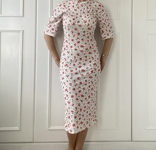 Bimba Y Lola ivory and floral stretchy midi dress size XS  