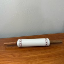 Hearth and Hand HTF Stoneware Rolling Pin Cottage Baking Red White
