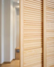 Open Louvre Door, Natural Clear Pine Wood Door, Wardrobe, Slatted Cupboard Door 