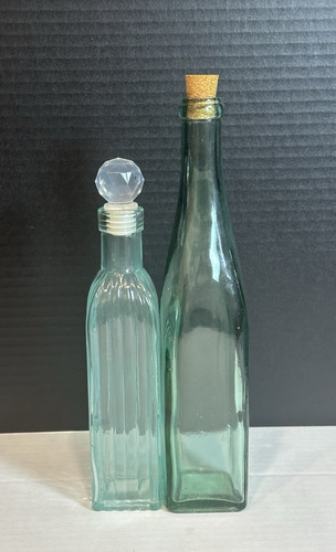 Vintage green glass bottles - green,