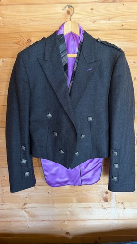 Grey wool kilt jacket with - grey,