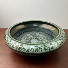 Studio Pottery Lochhead Large Ceramic Bowl Blue Green Scotland D=23.5cm