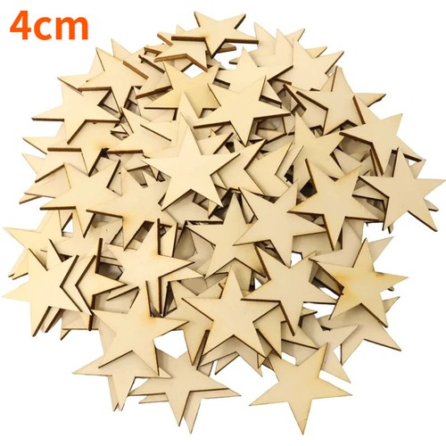 50x 4cm wooden star - 4cm,