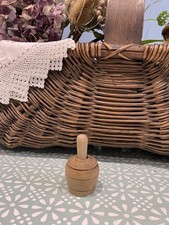 Vintage Hand-Carved Wooden Farmhouse Butter Stamp Press 3” Tall