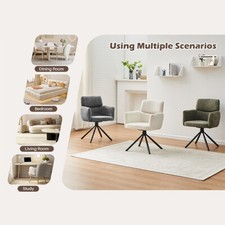 2PC 360° Swivel Chenille Dining Chair Metal Legs Rotatable Kitchen Chair