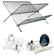 Chrome X Foldable Kitchen Storage Cutlery Rack Dish Plate Cup Sink Stand Drainer