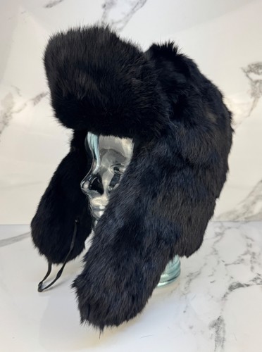 Real rabbit fur trapper hat - trapper,