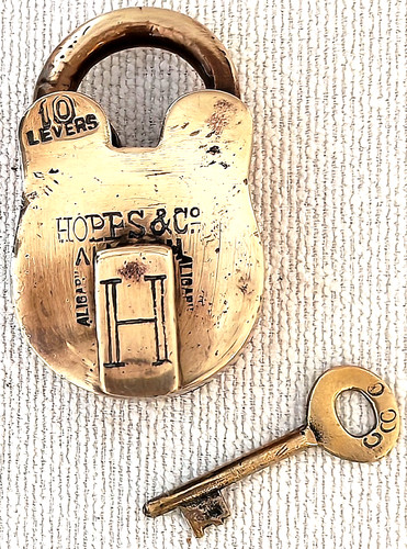 Antique brass padlock hobbs - hobbs, &