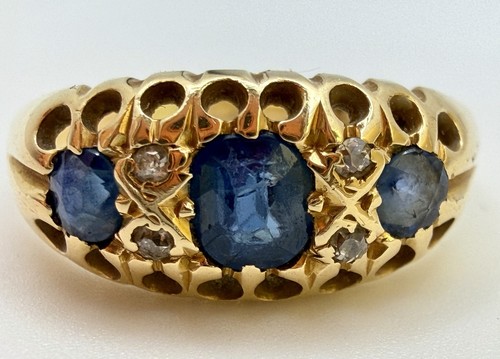 Edwardian 18ct gold sapphire - edwardian, &