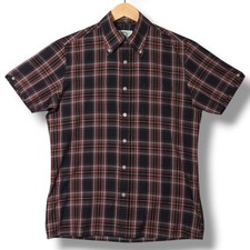 Brutus Trimfit Dr Martens Shirt Mens Medium Black Tartan Check Short Sleeve 