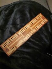 Vintage Inlaid Wooden Cribbage Board with Pegs
