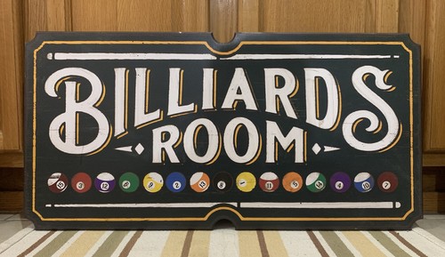 Billiards sign wood pool stick - billiards,