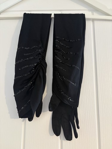Long black evening gloves - long,