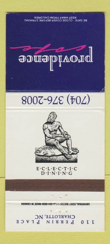 Matchbook cover providence - cover,
