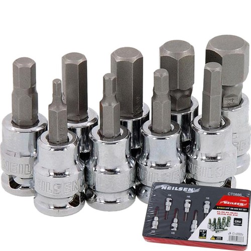 9pc spline hex bit - hex, set
