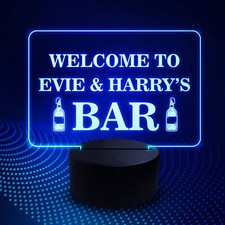 NEON BAR SIGN Personalised Pub Club Bar Sign Alcohol Beer Cocktail Gift