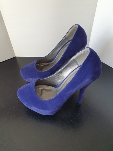 Ladies navy blue - blue, suede