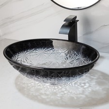 ﻿ ﻿ Glass Counter Top Sinks Crystal Black Color Glass Basin Bathroom Wash Basin