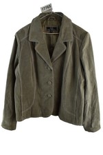 WALLACE SACKS Grey Leather Blazer Jacket size Uk 16 Womens Button Up Casual