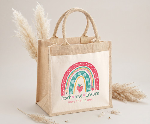 Personalised teacher jute bag - personalised,