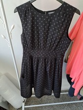 Emily And Fin Black Dress With Grey Spots. Size Medium.