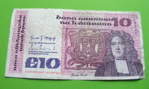 1984 irish ten pound banknote - 1984,