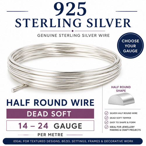925 sterling silver half round - 925,