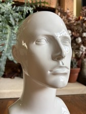 Vintage White male plastic mannequin head shoulder bust hat wig display stand