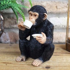 Monkey Figure Drinking Tea or Coffee Cup  Funny Cheeky Chimp Ornament 18cm Resin