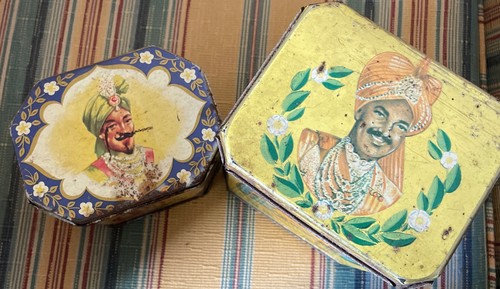 Vintage octagonal tea tins - octagonal,
