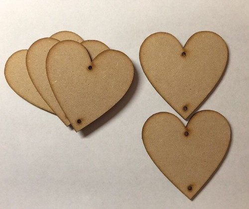Wooden 50mm hearts 3mm - wooden,
