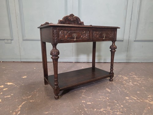 Antique oak carved console - oak,