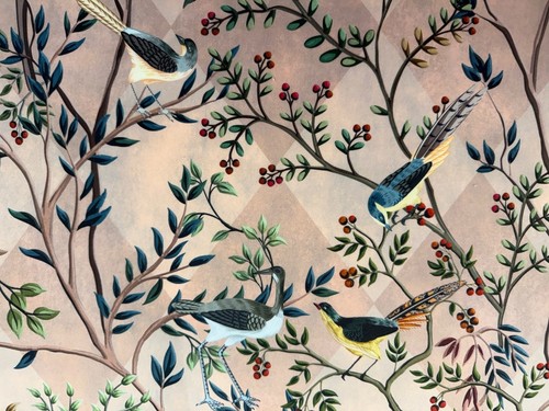 Velvet fabric harlequin - fabric, birds