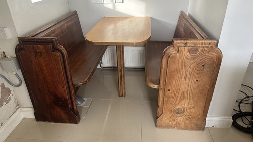 Antique pitch pine church pew - antique,