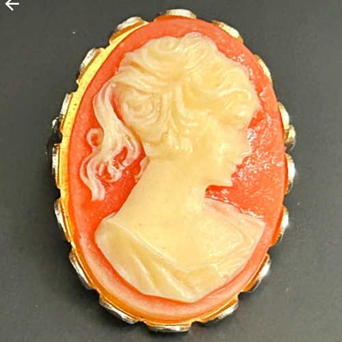 Oval cameo brooch - pin,, metal