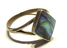STERLING SILVER MOTHER OF PEARL DRESS RING SIZE O