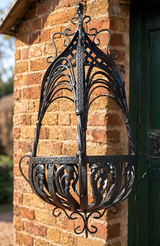 Black metal hanging basket - metal,