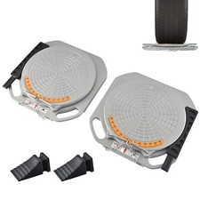 2x Wheel Alignment Turntable Plates 5 Ton Load Capacity + Bridge Blocks 40x40cm